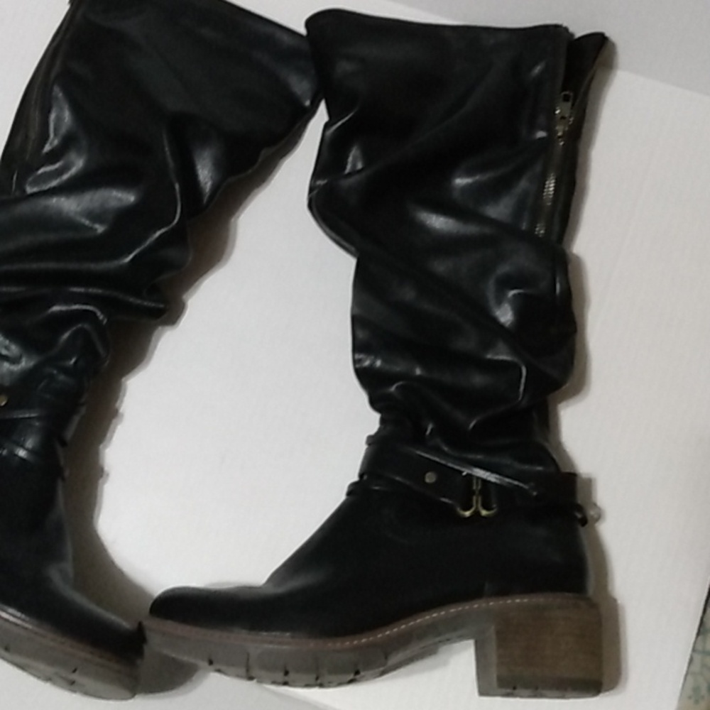 Tall Black Slouch  White Mountain crammers Boot 8.5 - Picture 3 of 16